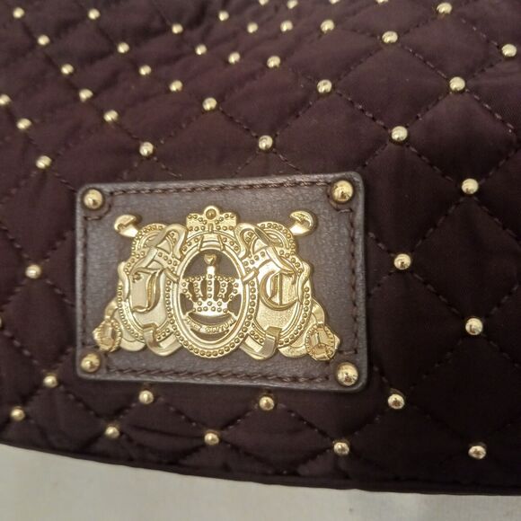 Juicy Couture Quilted Studded Chain Crossbody Shoulder Bag w TASSLE Brown Gold - Picture 13 of 16